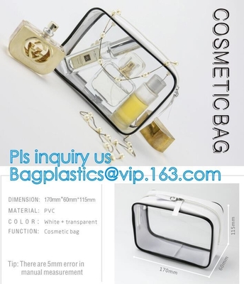 El bolso cosmético compone el bolso del maquillaje del PVC de Bag Waterproof del organizador, bolso cosmético del pvc del viaje del bolso claro del maquillaje, playa p de las vacaciones
