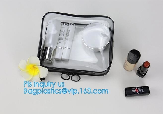 Bolso claro iridiscente popular del maquillaje del PVC, logotipo de encargo que imprime el bolso claro del maquillaje del pvc, bolso portátil del maquillaje de los cosméticos, handl