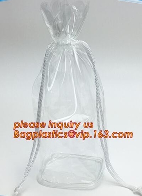 Los bolsos de lazo hacen excursionismo el bolso de lazo del PVC, bolso de lazo plástico claro promocional del PVC, bolso de la mochila del lazo del pvc