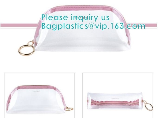 bolso del tubo del PVC de la cremallera del cilindro con el gancho para los bolsos portátiles del maquillaje del PVC de la ropa interior del almacenamiento, PA cilíndrico de la caída del PVC del tubo plástico