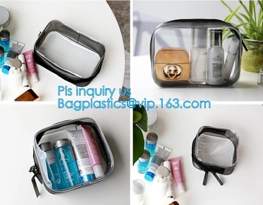 Bolsos cosméticos impermeables transparentes portátiles del artículo de tocador del maquillaje de las mujeres del bolso del PVC del viaje, bolsa cosmética del PVC, bolso del maquillaje del PVC,