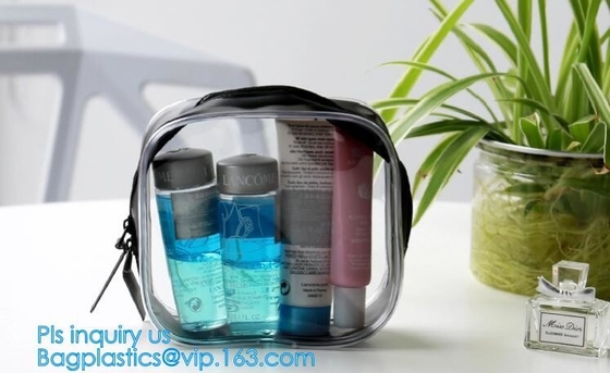 Bolsos cosméticos impermeables transparentes portátiles del artículo de tocador del maquillaje de las mujeres del bolso del PVC del viaje, bolsa cosmética del PVC, bolso del maquillaje del PVC,