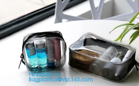 Bolsos cosméticos impermeables transparentes portátiles del artículo de tocador del maquillaje de las mujeres del bolso del PVC del viaje, bolsa cosmética del PVC, bolso del maquillaje del PVC,