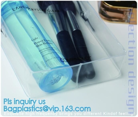 El claro reutilizable de la promoción imprimió almacenamiento que relampagaba transparente que el bolso cosmético del maquillaje del pvc del artículo de tocador para el viaje compone, que dirige