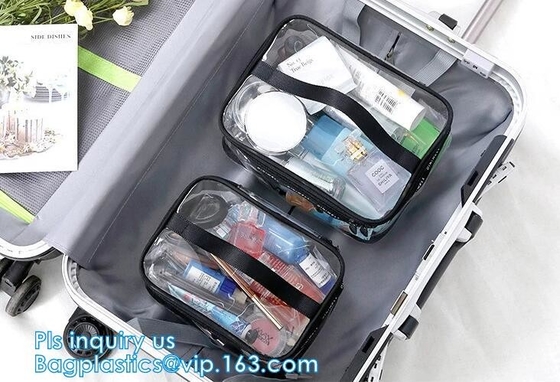 el pvc fácil se lleva el bolso del cepillo de dientes del uso del viaje, Bedsheet polivinílico del sistema de los efectos de escritorio del viaje del lazo que embala el bolso del Pvc, paquete del paño