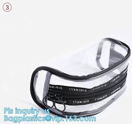Bolso de empaquetado del viaje cosmético plástico de la cerradura de la cremallera del PVC, soporte del sistema del viaje encima de los bolsos para la agencia con el logotipo de encargo, Pla impermeable