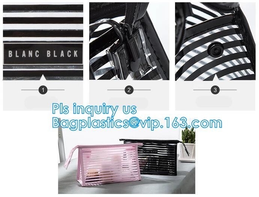 Toalla del retrete que empaqueta el bolso cosmético del plástico transparente del viaje de encargo del PVC con la cremallera, bolsa clara amistosa Z de la cerradura de la cremallera del pvc de Eco