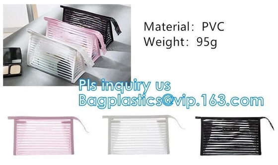 Toalla del retrete que empaqueta el bolso cosmético del plástico transparente del viaje de encargo del PVC con la cremallera, bolsa clara amistosa Z de la cerradura de la cremallera del pvc de Eco