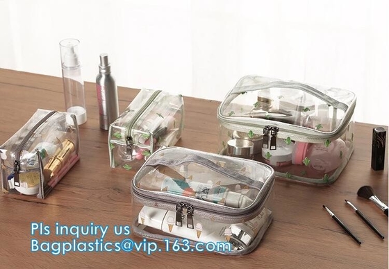 Bolso con las manijas, bolso de empaquetado cosmético de Mini Cosmetics Clear Pvc Zipper del organizador del viaje del viaje del pvc del vinilo con la cremallera,