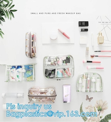 Las mujeres viajan para componer la caja casual del necessaire de la bolsa del organizador del maquillaje de la bolsa del bolso del bolso cosmético del embrague, paquetes del lazo