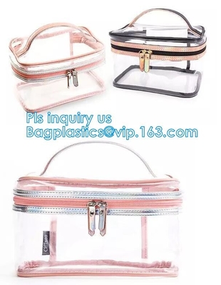 Bolso cosmético con el caramelo Carry Bag, playa impermeable Tote Bag de la cremallera con el cierre de la cremallera, bolso del maquillaje de la malla para b costmetic
