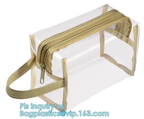 bolso cosmético y bolso transparente para el bolso costmetic, bolso cosmético del bolso del artículo de tocador del pvc de la manija, bolsa del maquillaje, bolso del maquillaje de la malla