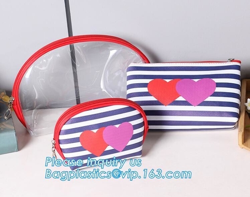 El bolso cosmético de la moda del PVC del brillo de la muchacha, las cajas del filtro portátiles del maquillaje del viaje abulta pvc claro transparente de encargo del bolso de las mujeres
