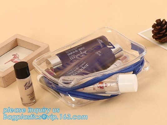 Bolso de empaquetado suave del PVC EVA Clear Plastic Vinyl Cosmetic con la cremallera, bolsos cosméticos claros transparentes del PVC de la bolsa del maquillaje