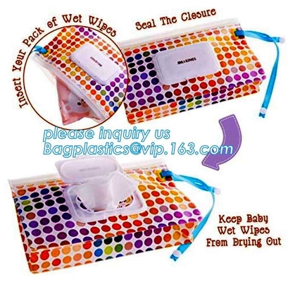 los sacos de basura disponibles sanitarios de la servilleta/los trapos mojados del bebé empaquetan/el bolso mojado del tejido, bolso mojado del tejido de la bolsa mojada de los trapos del bebé de EVA con