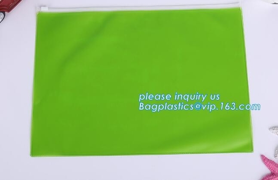 Bolsos del documento del PVC A3, bolsos del fichero, efectos de escritorio dentro del durab impermeable del bolso del documento de la cremallera del empaquetado de plástico transparente del PVC de la malla