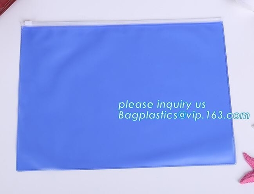 Bolsos del documento del PVC A3, bolsos del fichero, efectos de escritorio dentro del durab impermeable del bolso del documento de la cremallera del empaquetado de plástico transparente del PVC de la malla