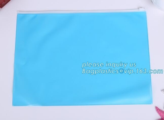 Bolsos del documento del PVC A3, bolsos del fichero, efectos de escritorio dentro del durab impermeable del bolso del documento de la cremallera del empaquetado de plástico transparente del PVC de la malla