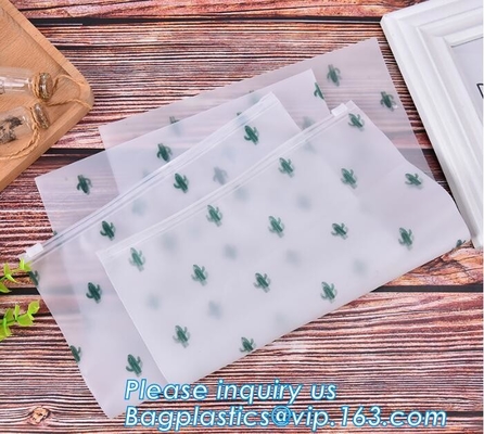 El bolso claro material suave de impresión de encargo del documento del PVC del tamaño A4 con la cremallera, cartera del documento de viaje, PVC envuelve vagos del documento