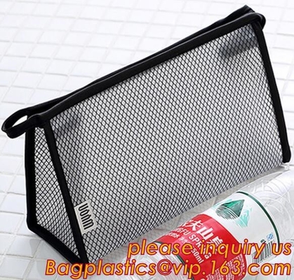 Bolso plástico del tenedor del fichero del PVC del bolso del documento de la malla del logotipo de encargo de alta calidad promocional con la cremallera, A4 Docum impreso colorido