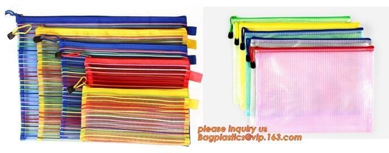 Los archivos al por mayor del PVC A4 de la fuente de escuela de la oficina A4/5/6 Mesh Zipper Document Bag Multicolor contratan, escuela Supplie de la oficina