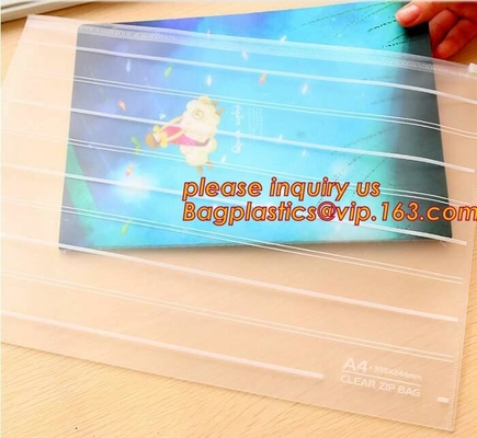 Superficie helada fácil sellar el bolso del fichero de la cremallera, paquete inmóvil del tenedor, A4/A5 bolso helado transparente, sello protable del resbalador