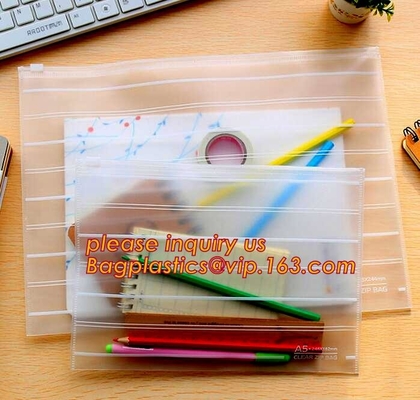 Superficie helada fácil sellar el bolso del fichero de la cremallera, paquete inmóvil del tenedor, A4/A5 bolso helado transparente, sello protable del resbalador