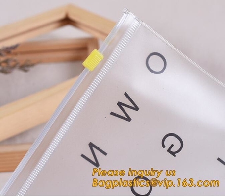bolso plástico del PVC de vinilo del bolso del documento de la cerradura de la cremallera del resbalador del uso de la oficina de la fábrica, bolso del documento con el supplie de las oficinas de los cosméticos de la cremallera