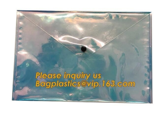 bolso de neón del botón, sobre del botón, bolso del documento del PVC PP de la prenda impermeable A4, el mejor bolso del documento del pvc del uso de la escuela de la calidad para el tenedor