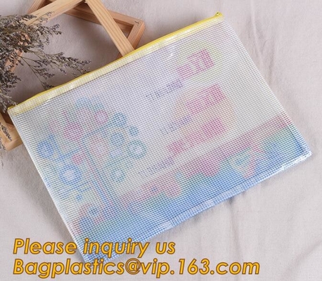 Bolso de la carpeta de archivos de la fuente de escuela del bolso del documento de los efectos de escritorio del tenedor del fichero, bolso plástico de la cremallera del bolso del documento con el buen paquete del precio