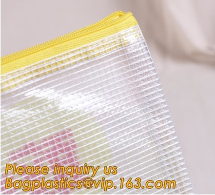 Bolso de la carpeta de archivos de la fuente de escuela del bolso del documento de los efectos de escritorio del tenedor del fichero, bolso plástico de la cremallera del bolso del documento con el buen paquete del precio