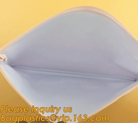 Bolso plástico del documento del logotipo del pvc de la bolsa impermeable transparente de encargo promocional del fichero con la cremallera, fichero de documento de los efectos de escritorio