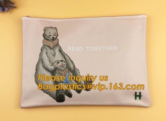 Bolso plástico del documento del logotipo del pvc de la bolsa impermeable transparente de encargo promocional del fichero con la cremallera, fichero de documento de los efectos de escritorio