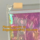 bolso de burbuja transparente de la cremallera del resbalador, bolso portátil reutilizable del protector de la botella de vino de la burbuja del PE, bolso de burbuja de k, resbalador pac