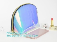 Holograma olográfico de encargo del laser que cose el bolso cosmético del maquillaje del pvc del bolso del pvc, olográfico iridiscente de la plata metalizada de las mujeres