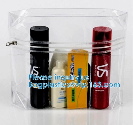 Proveedor cosmético transparente del OEM del bolso del laser del bolso del maquillaje del PVC del holograma, bolso cosmético de la cremallera con el bolso plástico del maquillaje de la manija