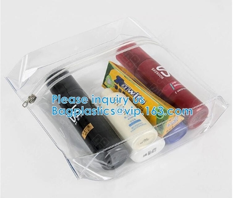 Proveedor cosmético transparente del OEM del bolso del laser del bolso del maquillaje del PVC del holograma, bolso cosmético de la cremallera con el bolso plástico del maquillaje de la manija