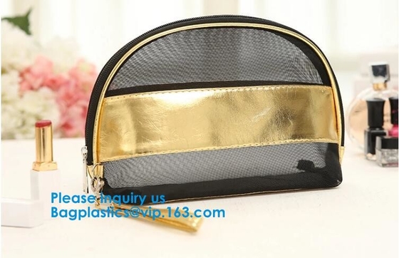 Los 6 cosméticos de las nuevas mujeres del bolso del maquillaje del color de la promoción Mesh Cosmetic Bag viaja bolso cosmético