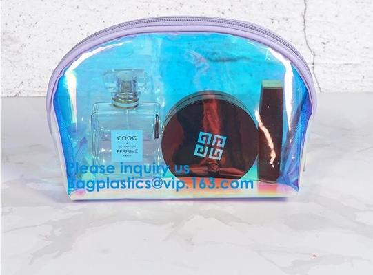 La cremallera cosmética olográfica del Pvc del laser del holograma de lujo brillante compone el bolso, señora Travel Cosmeti del laser del holograma del bolso del artículo de tocador