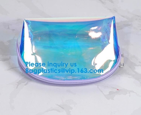 La cremallera cosmética olográfica del Pvc del laser del holograma de lujo brillante compone el bolso, señora Travel Cosmeti del laser del holograma del bolso del artículo de tocador