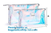 Bolso cosmético con el cierre de cremallera, bolso cosmético del Pvc del arco iris del vinilo brillante del holograma del pvc de la cremallera del holograma