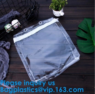 Bolso de empaquetado helado de encargo con su logotipo, cerradura de la ropa del resbalador de la cremallera del negro del Pvc de Opp de la cremallera de la ropa interior que embala el coágulo plástico