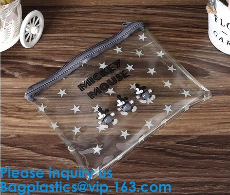 Bolso de encargo del resbalador de la cremallera del Pvc del bolso de Logo Printed Plastic Stationery Packaging, bolso B plástico de la cremallera del resbalador del PVC de Matte Frosted