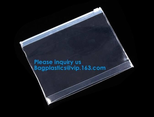 Cerradura que se puede volver a sellar de la cremallera del Pvc del resbalador del bolso plástico claro a prueba de agua de la cremallera que embala bolsos plásticos del documento de los bolsos polivinílicos