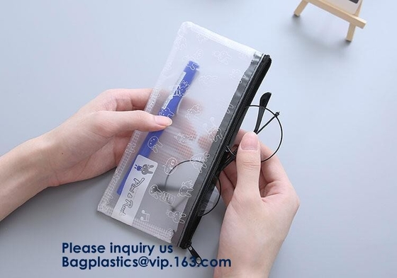 Bolsos transparentes impresos de encargo promocionales de los efectos de escritorio k del vinilo del Pvc, cruz - bolso Bagease del Pvc de la cremallera del sistema de los efectos de escritorio del cuerpo