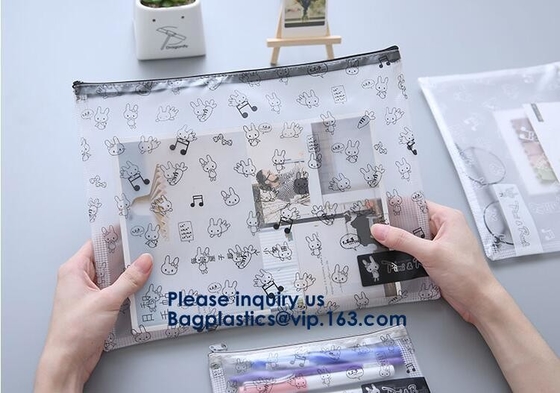 Bolsos transparentes impresos de encargo promocionales de los efectos de escritorio k del vinilo del Pvc, cruz - bolso Bagease del Pvc de la cremallera del sistema de los efectos de escritorio del cuerpo