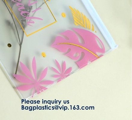 Bolso del Pvc de Logo Printed Slider Zipper Clear para el embalaje cosmético del bolso transparente del Pvc del vinilo del paquete, diseño del cierre de la cremallera