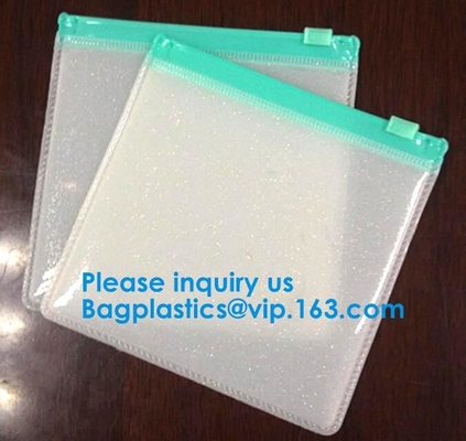Bolso claro del Pvc k del vinilo del bolso cosmético del Pvc de la cremallera del resbalador, bolso mate del resbalador de la cremallera del PVC con el anillo, Bagease, Bagplastics