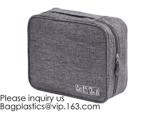Bolso cosmético colgante impermeable con el gancho, bolso cosmético negro del artículo de tocador del bolso del viaje de la capacidad grande de la PU del viaje de la bolsa pequeño
