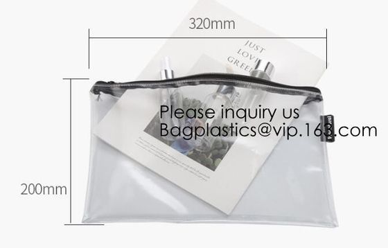 El bolso que embala del Pvc del resbalador del documento de la prenda impermeable de los efectos de escritorio de la oficina, bolsos del PVC, bolsos de EVA, bolsos de la cremallera, se coloca encima de bolsos de la cremallera